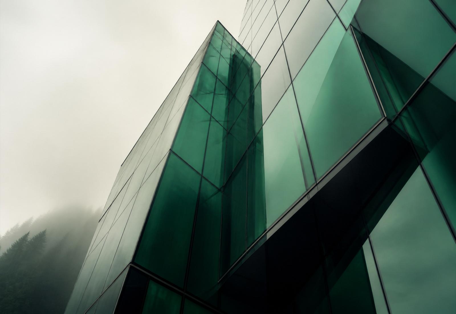 Modern emerald glass corporate architecture